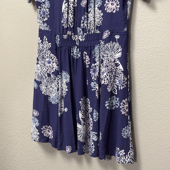 Free People Blue Hawaii Washed Blue Floral Print Short Sleeve Mini Dress - Picture 13 of 16
